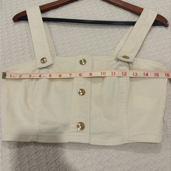 Michael Kors Women's Cream Cropped Button-Front Tank Top size Small - Picture 7 of 8